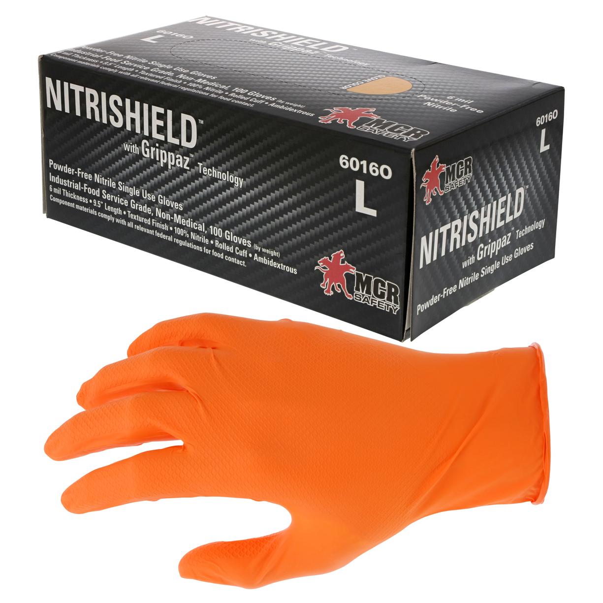Orange Disposable Gloves - MCR Safety - Nitrile Comfort
