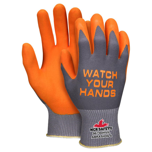Orange Knit Gloves - MCR Safety - Nitrile Coated
