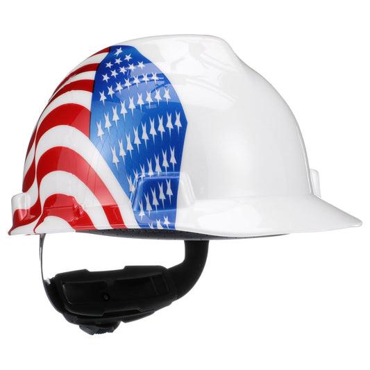 Dual American Flag Logo Hard Hats - MSA - Durable Design