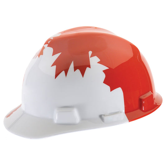 White Red Maple Leaf Hard Hats - MSA - Safety Gear