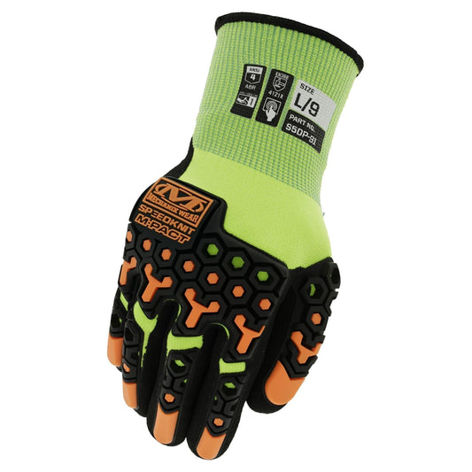 Yellow/Lime String Knit Gloves - Mechanix - Hi-Viz Grip