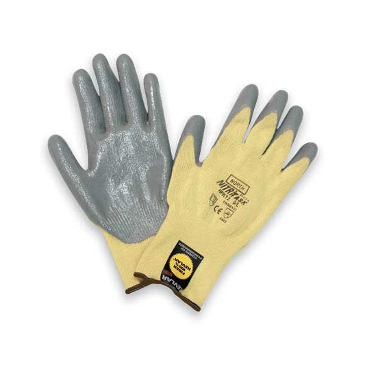 Gray/Yellow String Knit Gloves - North Safety - Durable Grip