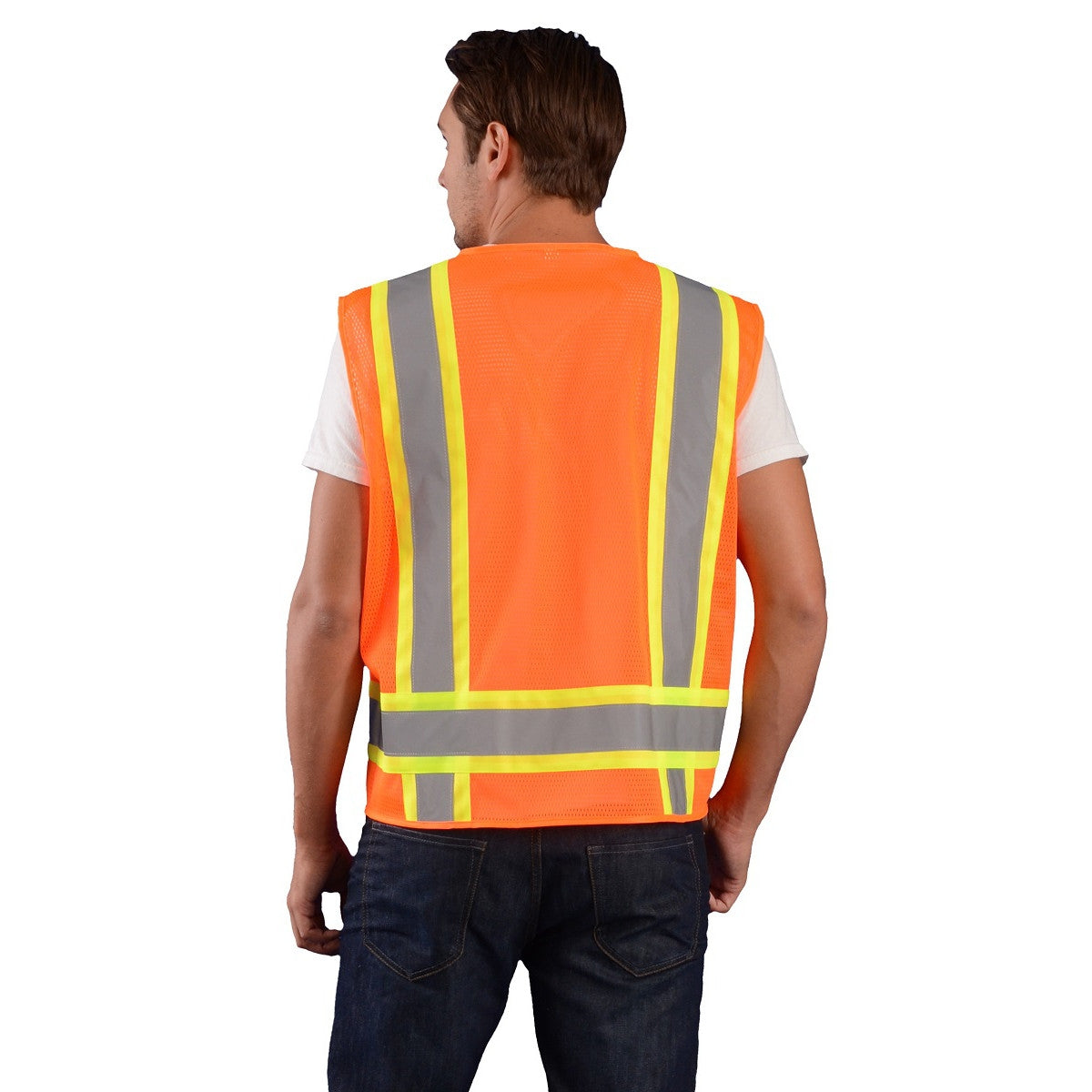 Orange Safety Vests - OccuNomix - Reflective Mesh Design