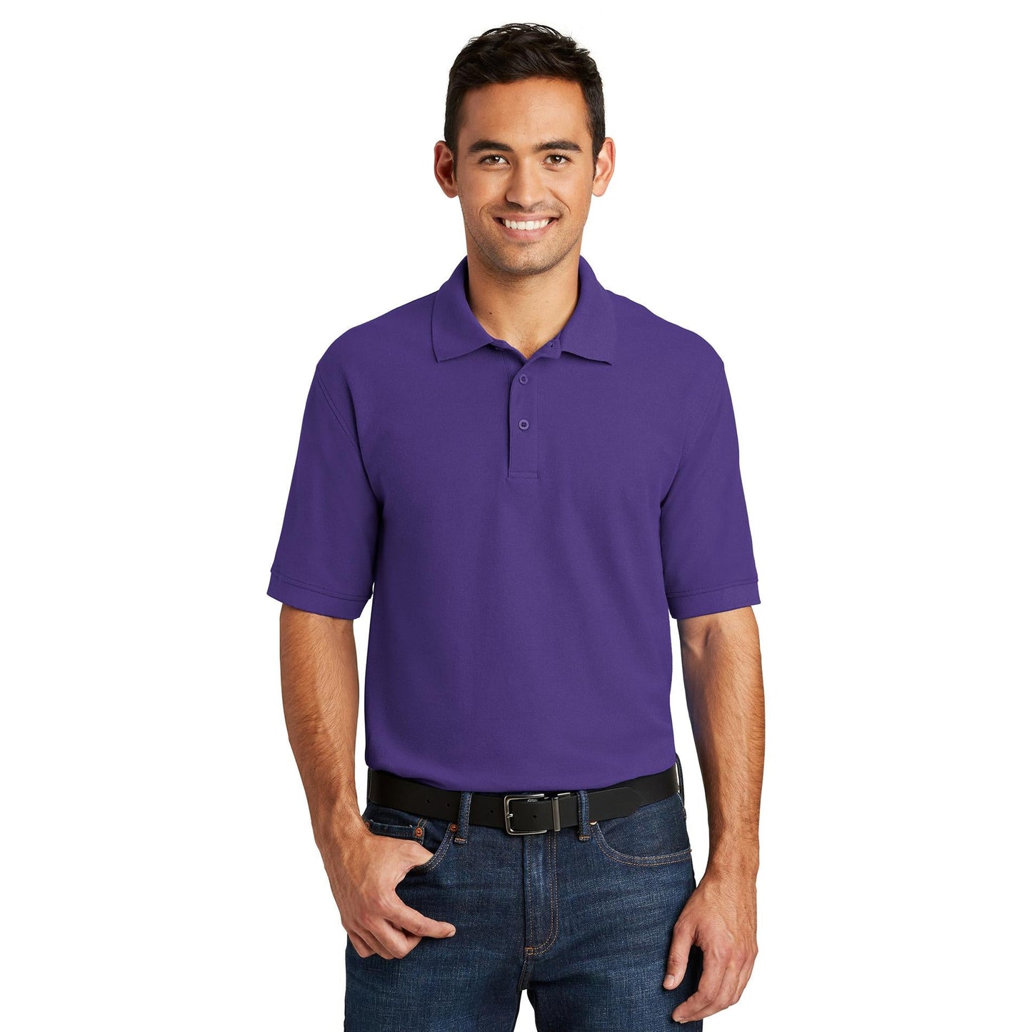 White Polo Shirt - Port & Company - Durable Blend