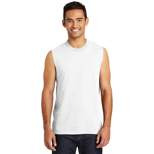 White Sleeveless T-Shirt - Port & Company - Soft Cotton