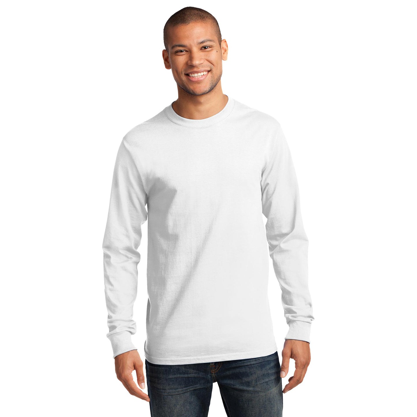 White Long Sleeve T-Shirt - Port & Company - Comfortable Fit
