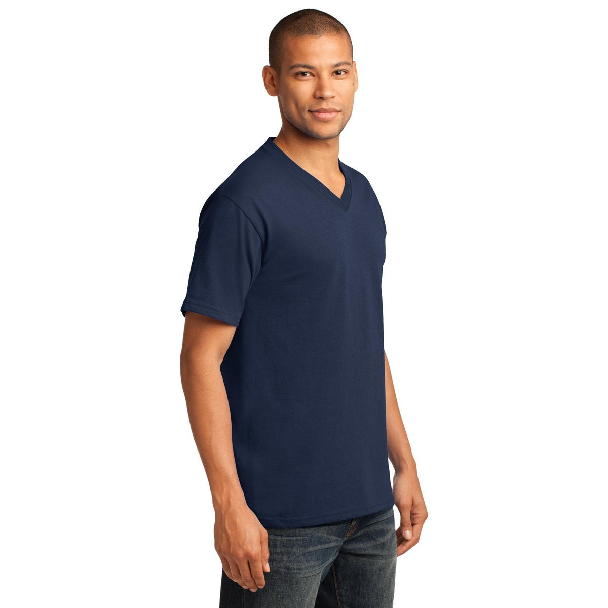 Dark Heather Grey T-Shirt - Port & Company - Stylish V-Neck