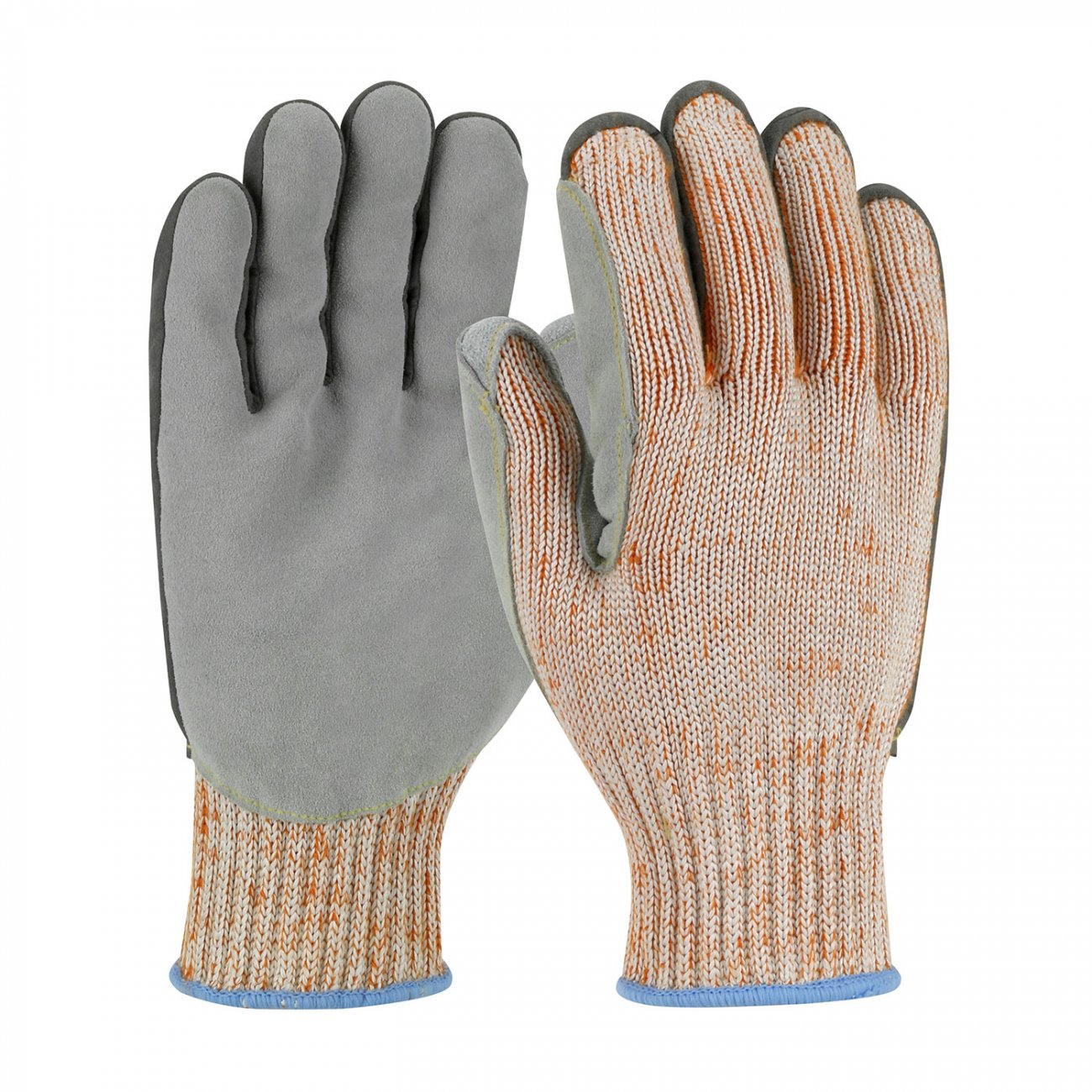 Orange String Knit Gloves - PIP - Durable Leather Palm
