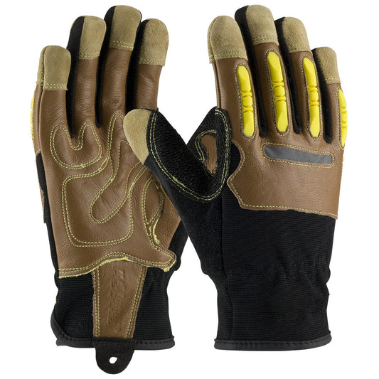 Black/Tan Leather Gloves - PIP - Kevlar Blended Palm