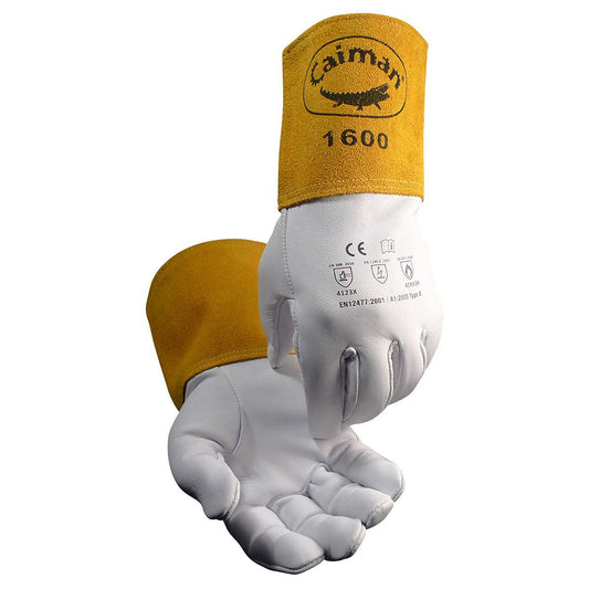 White Leather Gloves - PIP - Goat Grain Unlined Cuff