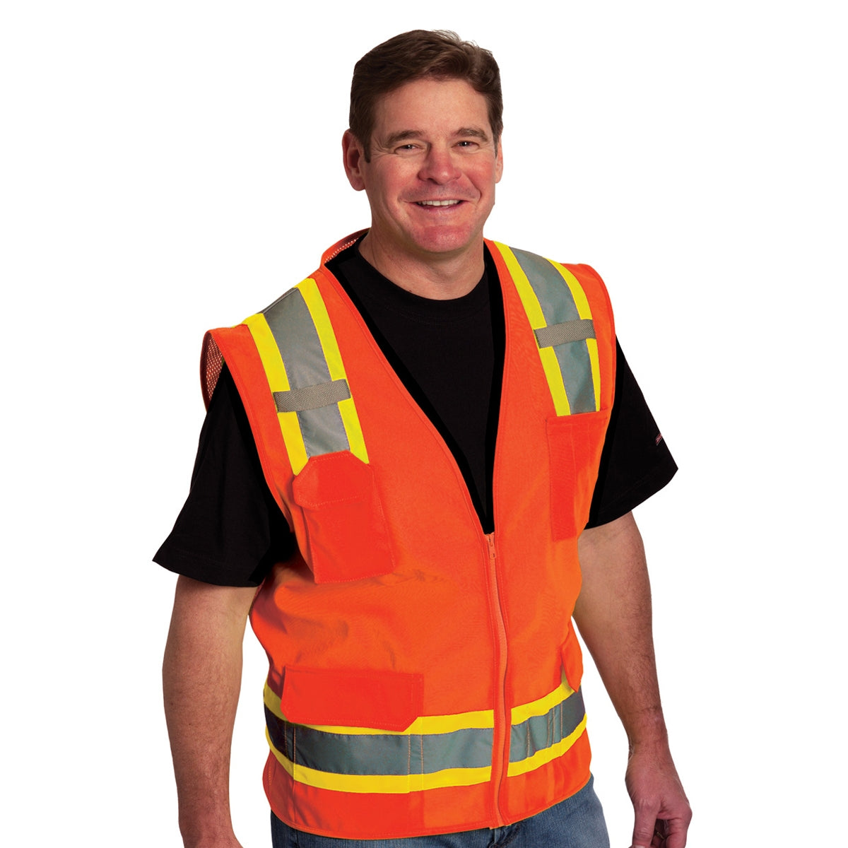 Orange Safety Vest - PIP - Two-Tone Design