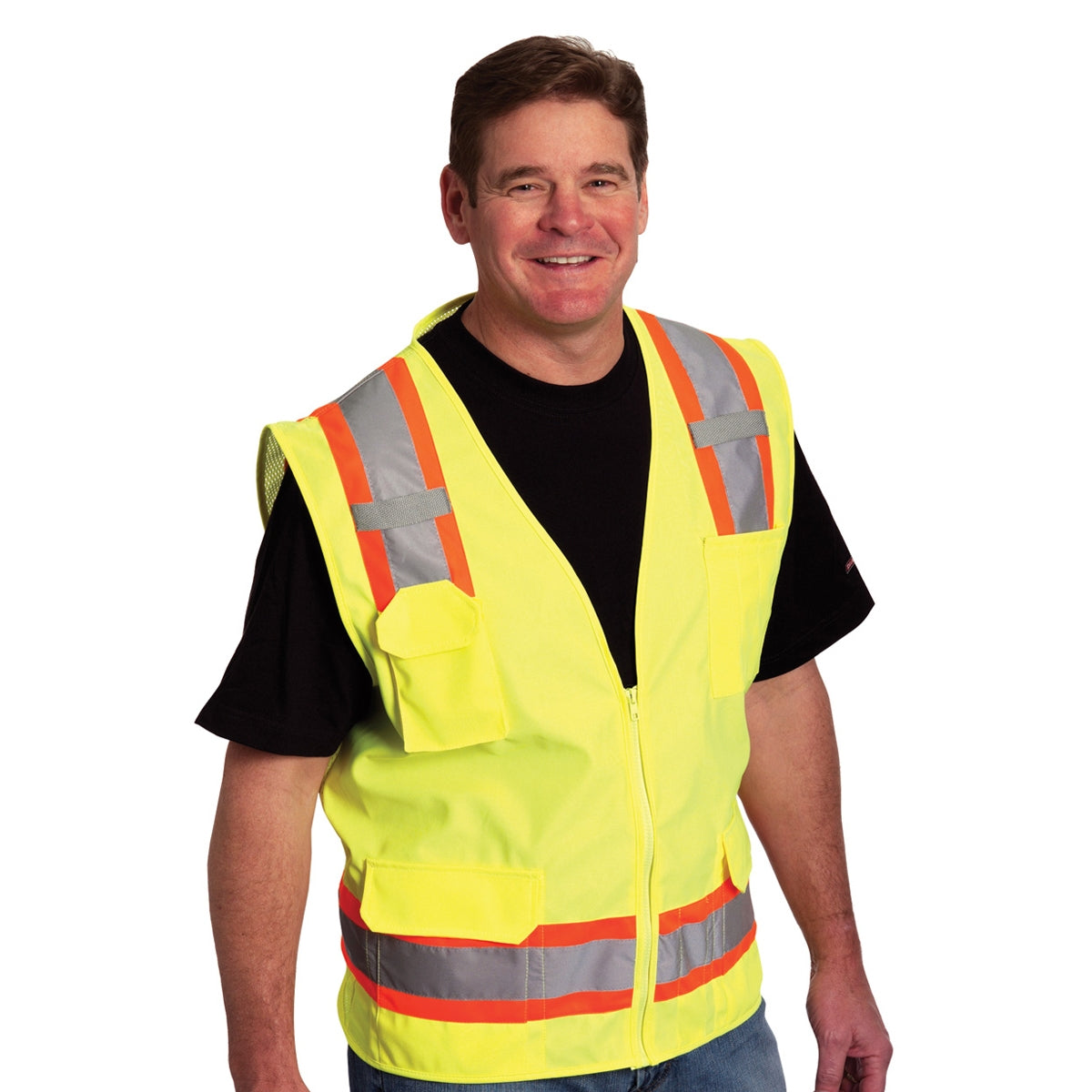 Orange Safety Vest - PIP - Two-Tone Design