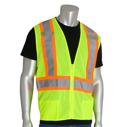Yellow/Lime Safety Vest - PIP - Reflective Two-Tone