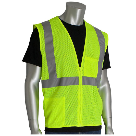 Yellow/Lime Safety Vest - PIP - Breathable Mesh