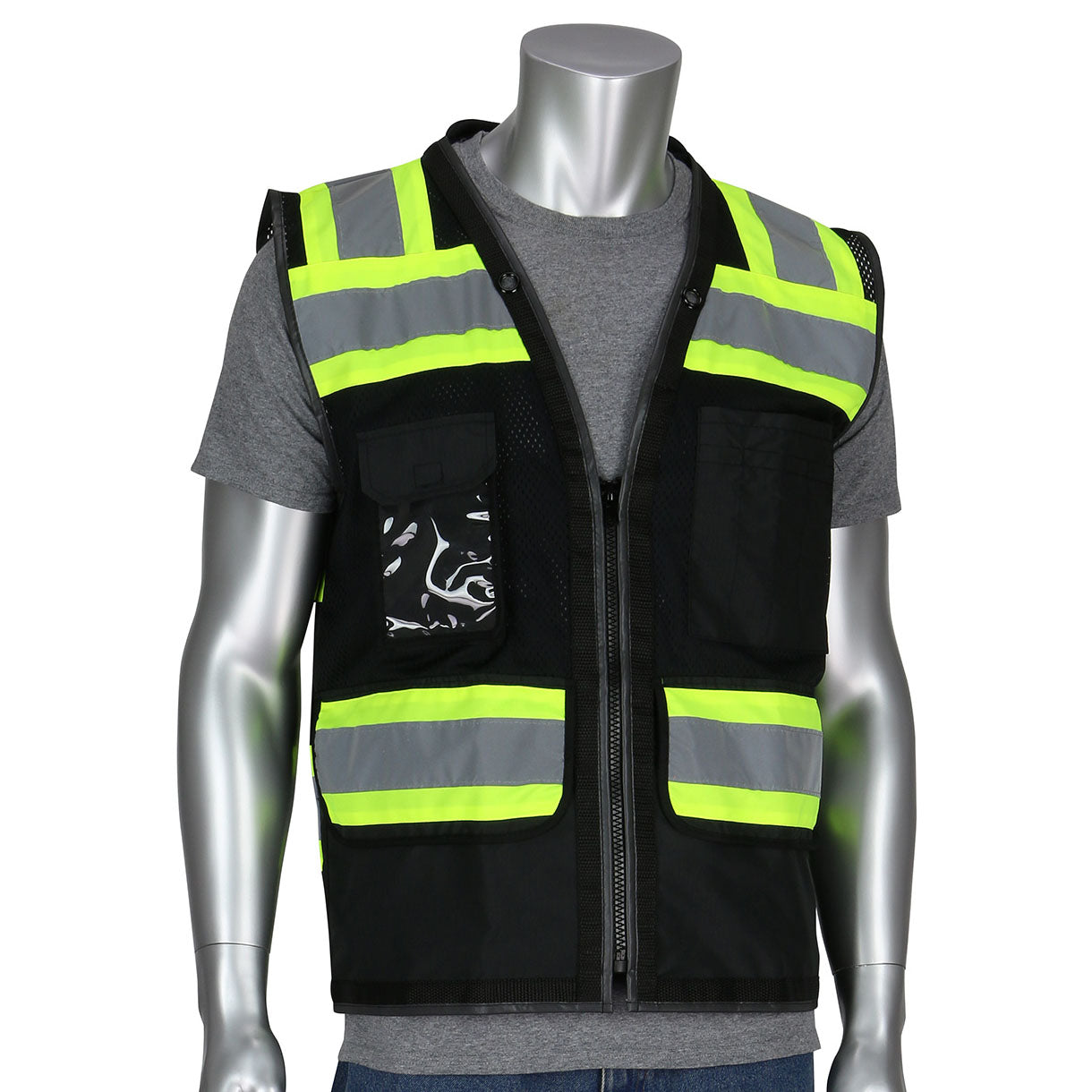 Black Safety Vests - PIP - Breathable Mesh Design