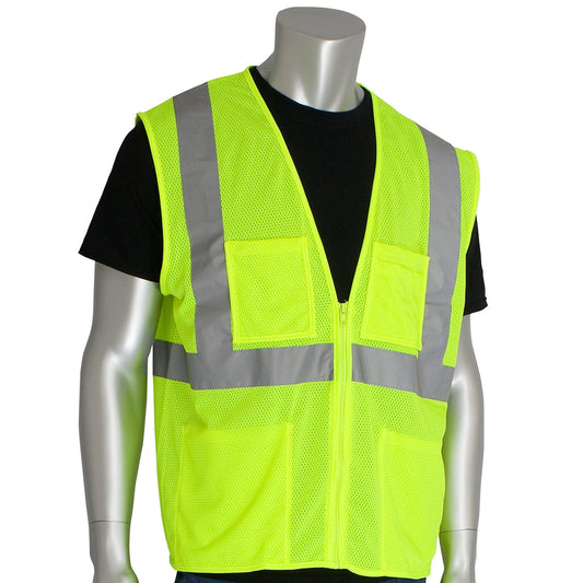 Yellow/Lime Safety Vest - PIP - Reflective Mesh