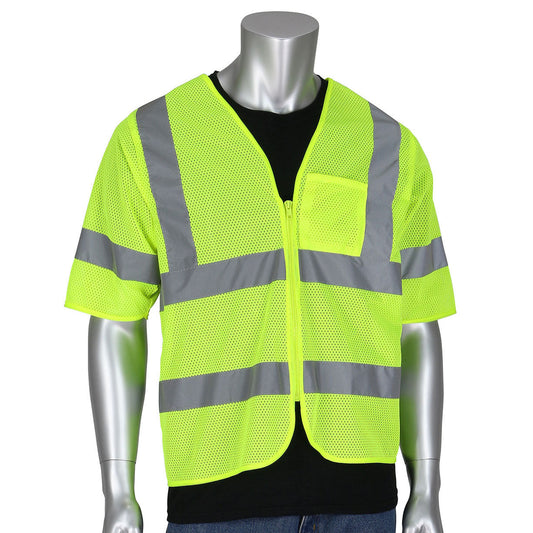 Yellow/Lime Safety Vests - PIP - Reflective Mesh Design