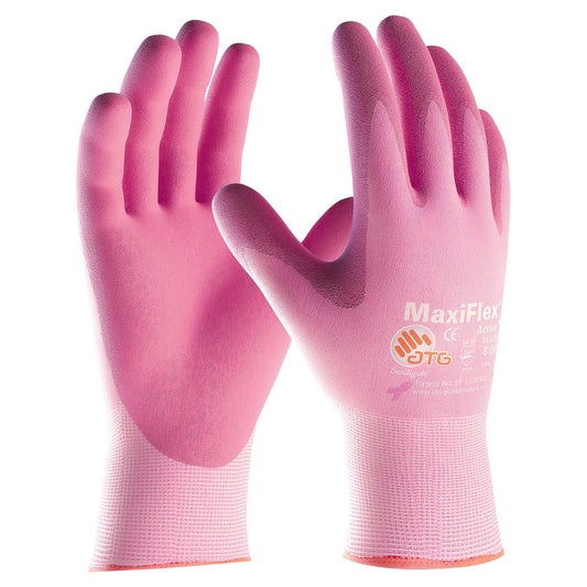 Pink String Knit Gloves - PIP - Lightweight Nitrile