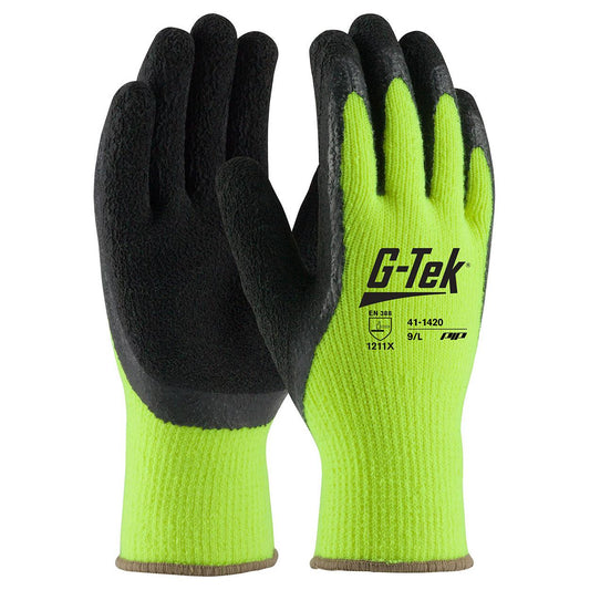 Latex Crinkle Grip Gloves - PIP - Hi-Vis Comfort