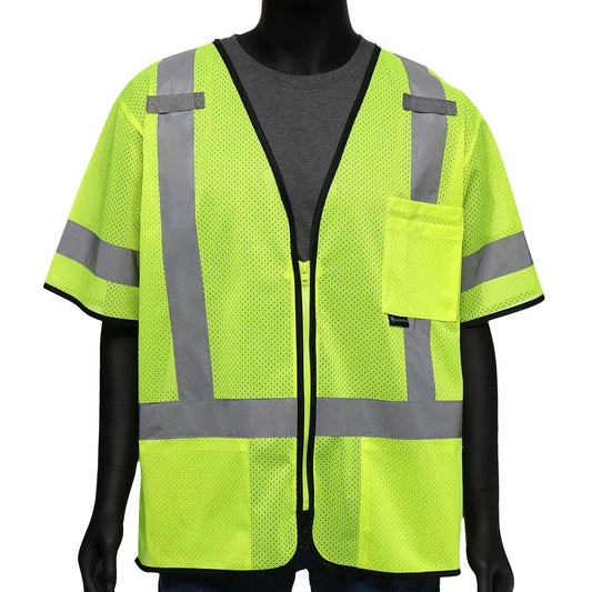 Yellow/Lime Safety Vests - PIP - Reflective Mesh Design