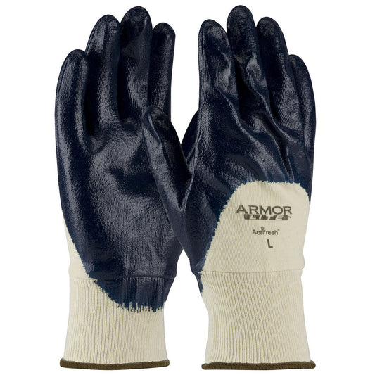 Blue/White Knit Gloves - PIP - Nitrile Coated