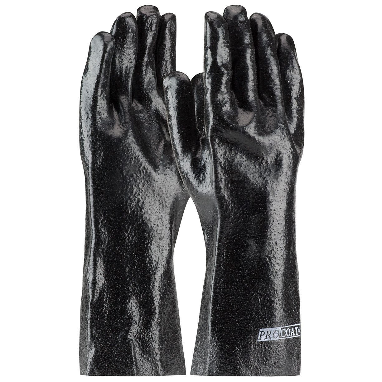 14" Rubber Gloves - PIP - Pvc Dipped, Semi-Rough Finish
