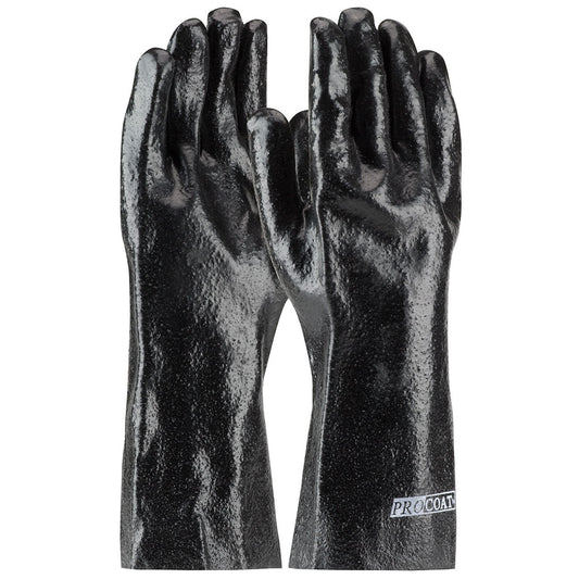 14" Rubber Gloves - PIP - Pvc Dipped, Semi-Rough Finish