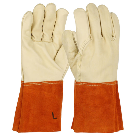 Split Leather Gauntlet Cuff Gloves - PIP - Durable Leather