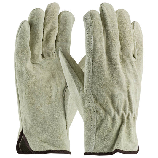 Straight Thumb Leather Gloves - PIP - Durable Split Cowhide