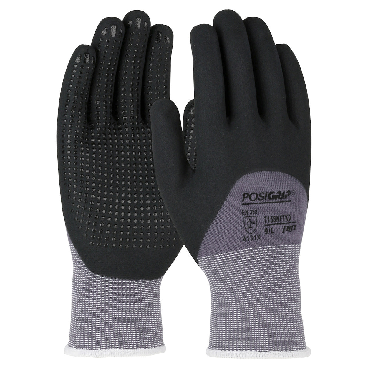 Gray Durable String Knit Gloves - PIP - Foam Grip