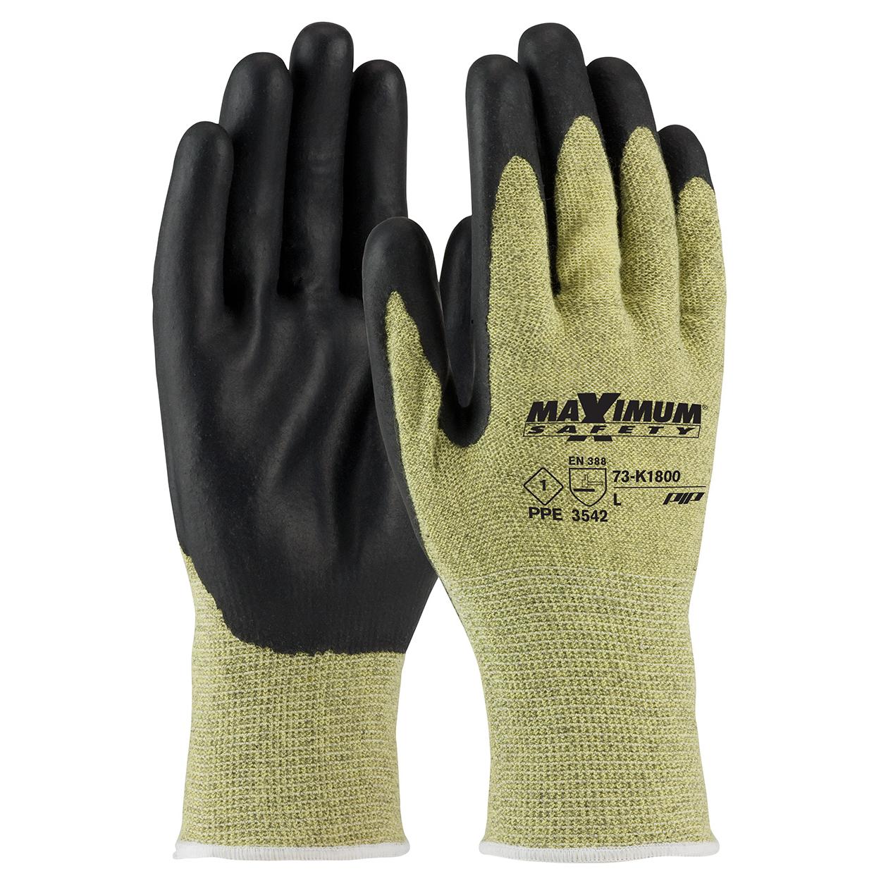 Black/Yellow Knit Gloves - PIP - Seamless Grip