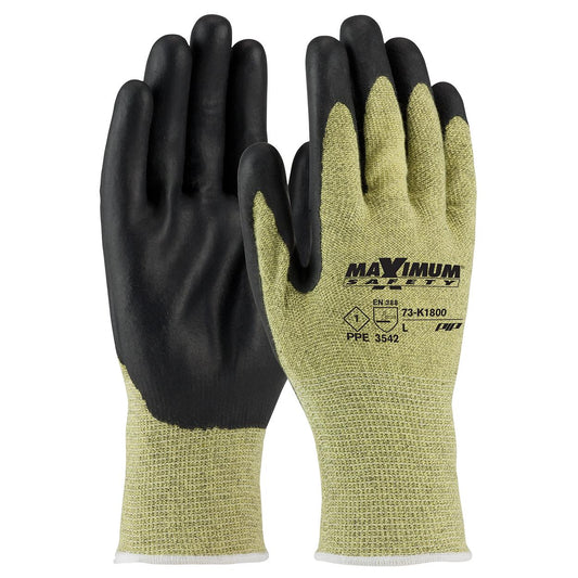 Black/Yellow Knit Gloves - PIP - Seamless Grip