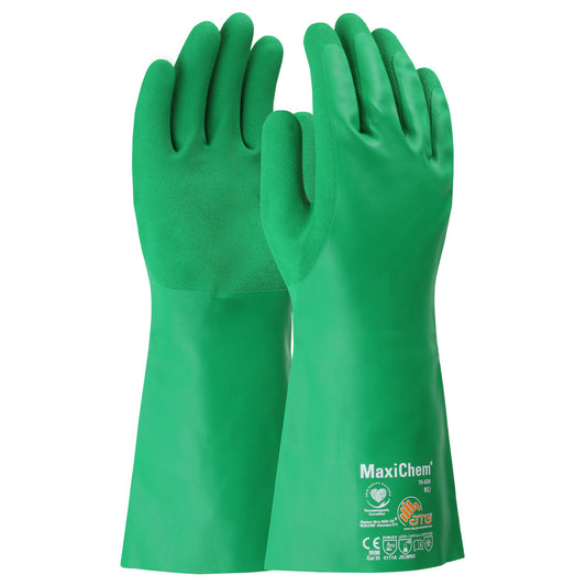 14" Length Rubber Gloves - PIP - Nitrile Coated Safety