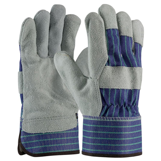 Gray/Blue Leather Gloves - PIP - Durable Cowhide