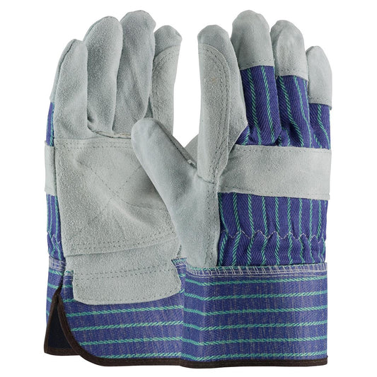 Gray/Blue Leather Gloves - PIP - Durable Split Cowhide