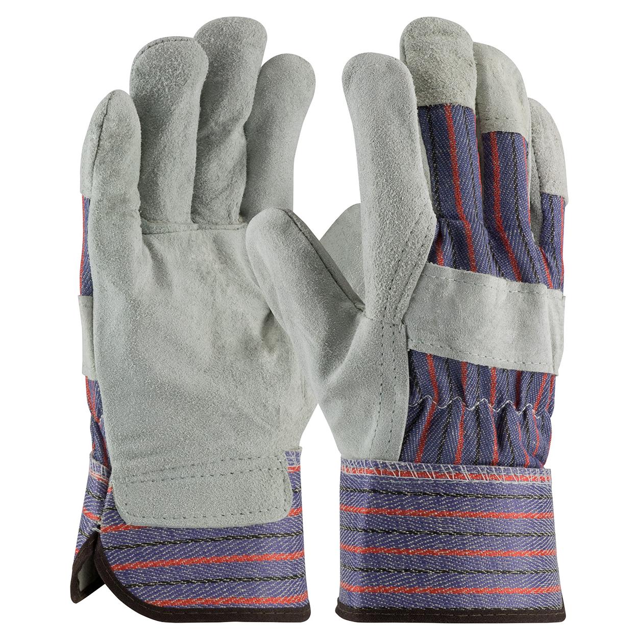 Gray/Blue Leather Gloves - PIP - Durable Split Cowhide