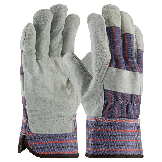 Gray/Blue Leather Gloves - PIP - Durable Split Cowhide