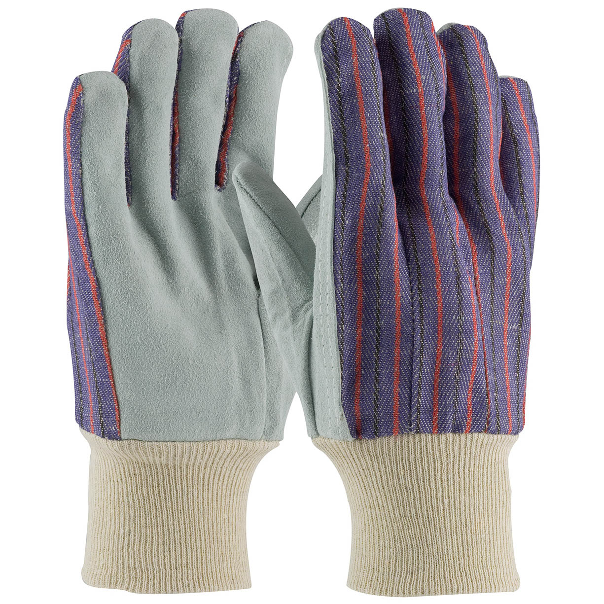 Gray/Blue Leather Gloves - PIP - Comfortable Cowhide