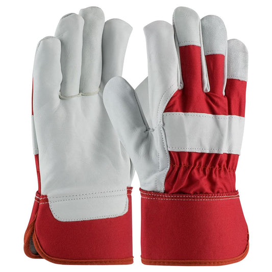 Red/White Leather Gloves - PIP - Premium Goatskin Quality