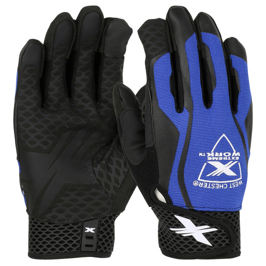 Blue Performance Gloves - PIP - Synthetic Leather Palm