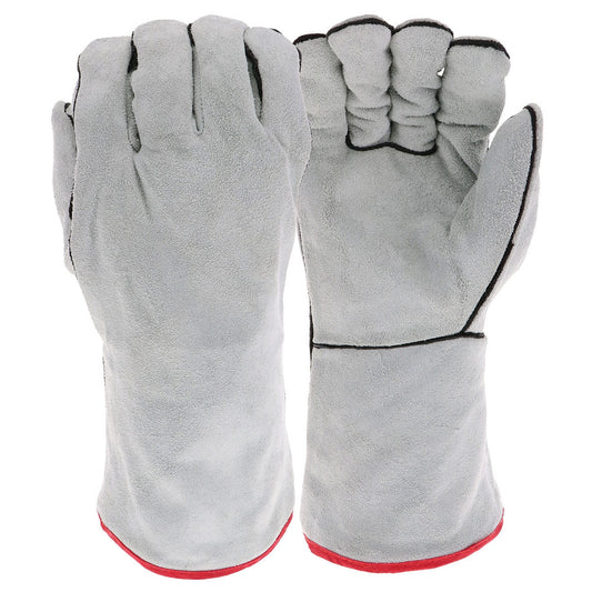 Gray Leather Gloves - PIP - Durable Split Cowhide