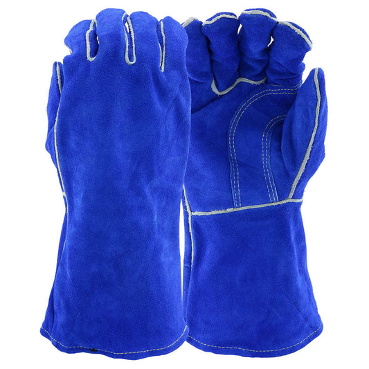 Blue Leather Gloves - PIP - Durable Split Cowhide