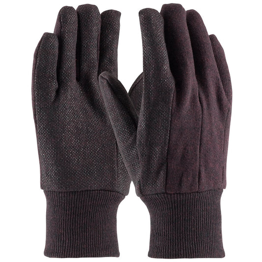 Brown String Knit Gloves - PIP - Durable Cotton Jersey