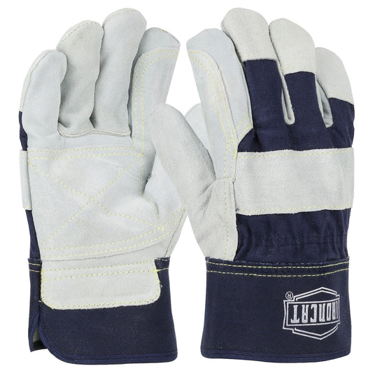 Rubberized Safety Cuff Leather Gloves - PIP - Heavy Duty