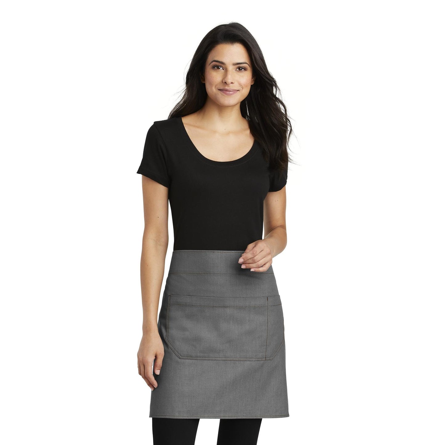 Ash Grey Apron - Port Authority - Denim-Like Fabric