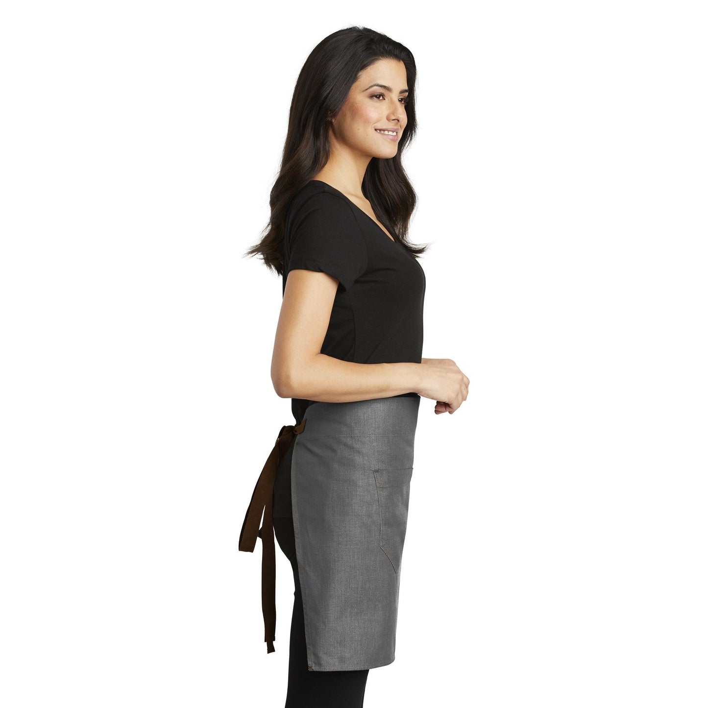 Ash Grey Apron - Port Authority - Denim-Like Fabric