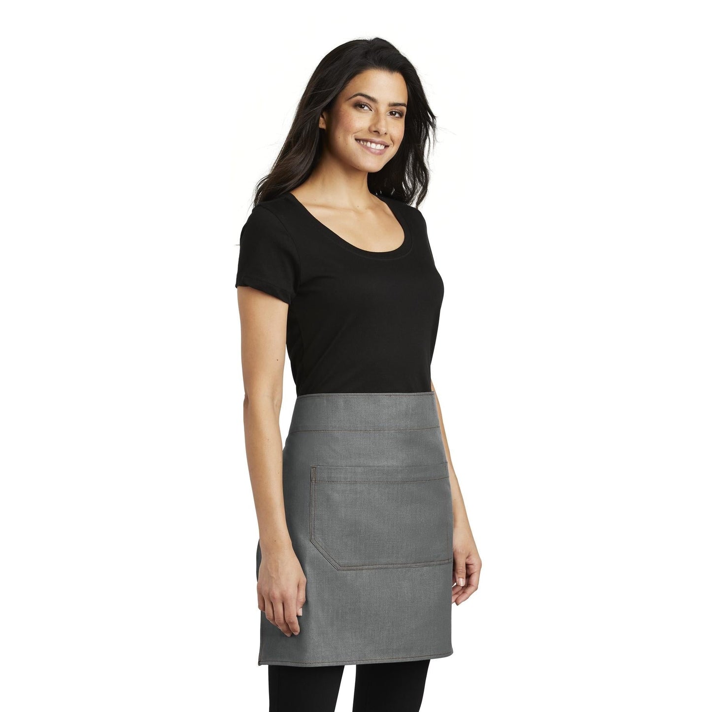 Ash Grey Apron - Port Authority - Denim-Like Fabric