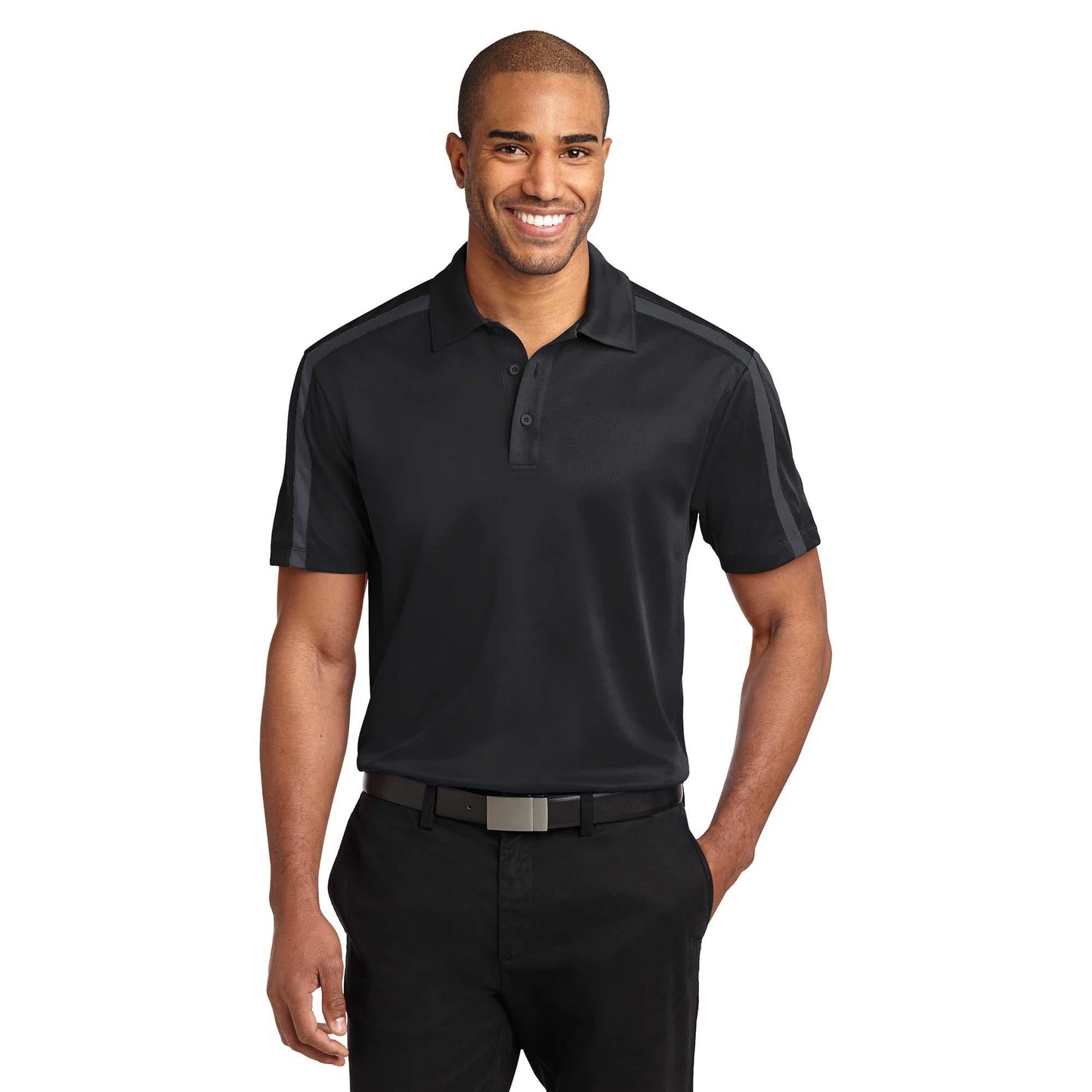 Black/Steel Grey Polo - Port Authority - Performance Fabric