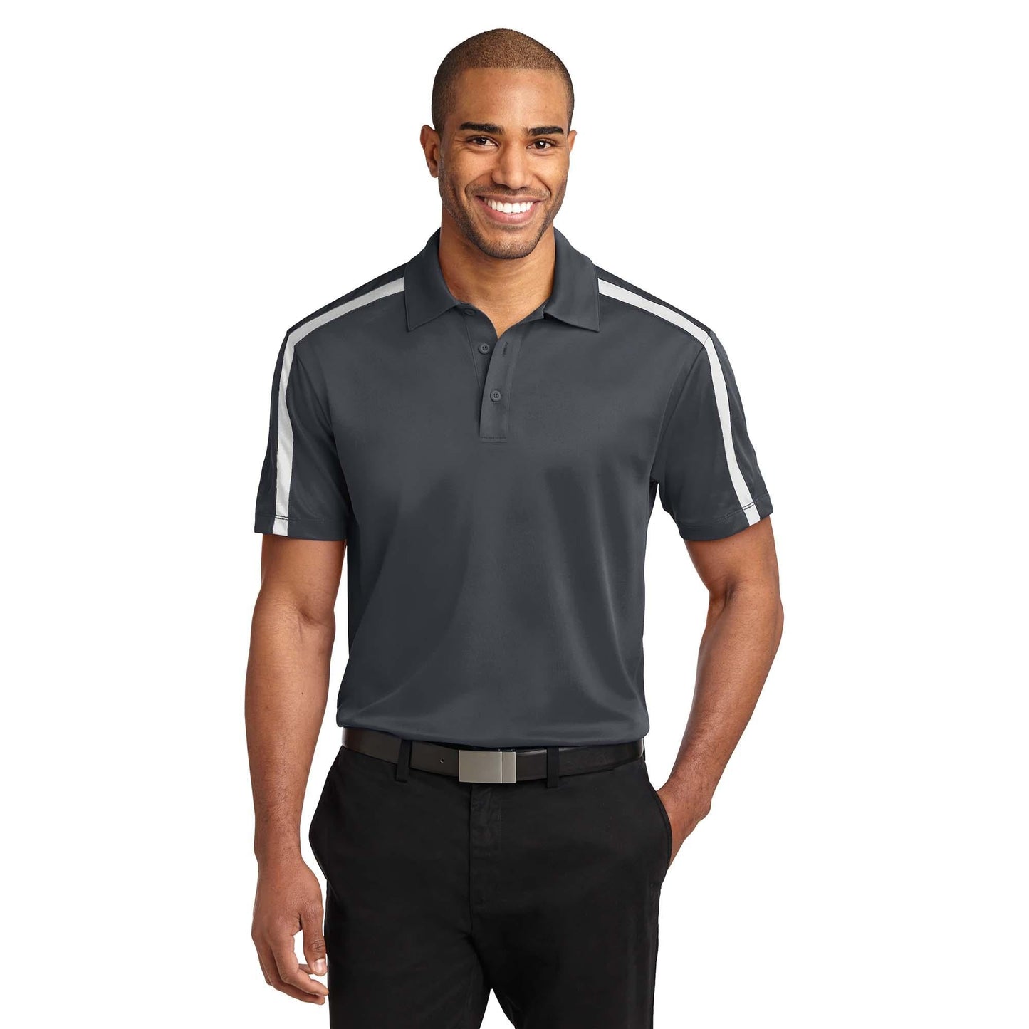 Black/Steel Grey Polo - Port Authority - Performance Fabric