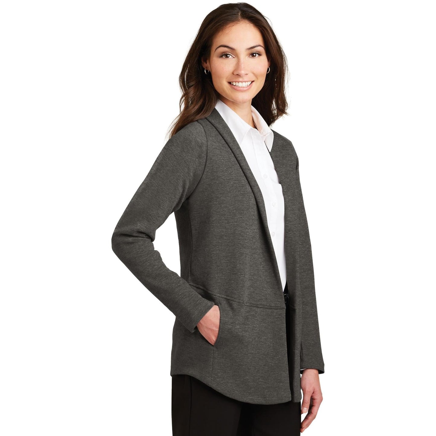 Charcoal Heather Cardigans - Port Authority - Soft Fabric